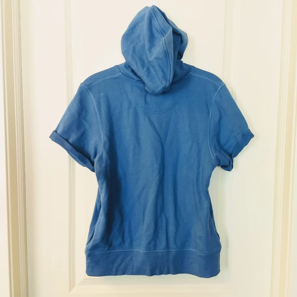 Converse All Star Blue Hooded Short Sleeve Sweatshirt Size Large